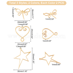 12Pcs 6 Style 201 Stainless Steel Laser Cut Pendants&nbsp;STAS-DC0006-37