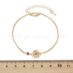 Mother's Day Brass Micro Pave Cubic Zirconia Birthday Flower Link Bracelets&nbsp;BJEW-U031-01G-01