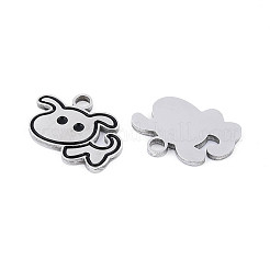 304ステンレススチール、エナメルペンダント  犬のチャーム  ステンレス鋼色  12x15x1.5mm  穴：2mm&nbsp;STAS-T073-24P