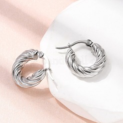 304 Stainless Steel Twist Ring Hoop Earrings&nbsp;EJEW-Z146-01P-01