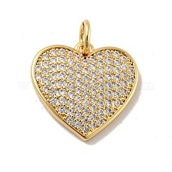 Heart Brass Micro Pave Cubic Zirconia Pendants&nbsp;KK-G419-23G-01
