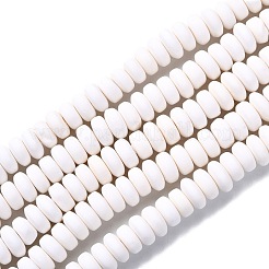 手作り樹脂粘土ビーズ連売り  ジュエリー工芸用品のDIY用  フラットラウンド  乳白色  6~7x3mm  穴：1.5mm  約113~116個/連  15.55インチ〜16.14インチ（39.5~41cm）&nbsp;X-CLAY-N008-008E