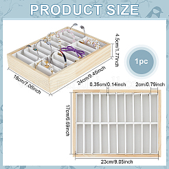 20スロット木製ブレスレットバングルディスプレイトレイ  長方形  バリーウッド  24x18x4.5cm&nbsp;AJEW-WH0816-546A