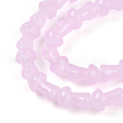 プリントガラスビーズ焼付塗装ガラスビーズ連売り  キノコ  プラム  11.5~12x7.5~8mm  穴：0.8mm  約65~67個/連  30.31~31.10インチ（77~79cm）&nbsp;DGLA-N007-01E