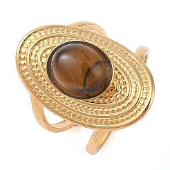 Oval Natural Mixed Stone Finger Rings&nbsp;RJEW-Z057-14G