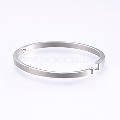 304ステンレススチールバングル  立方晶ジルコニアとヘマタイト  ステンレス鋼色  2-1/4インチ（5.7cm）x1-7/8インチ（4.8cm）  4mm&nbsp;BJEW-P223-20P