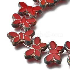 Picasso Baking Paint & Golden Metal Enlaced Glass Beads Strands&nbsp;GL-CBA98F0-02D