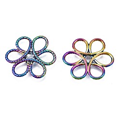 環境に優しい合金細線細工ジョイナー  カドミウムフリー＆ニッケルフリー＆鉛フリー  花  虹色  25x23x2.5mm&nbsp;PALLOY-N163-019-NR