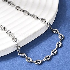 4.5mm 201ステンレススチール製コーヒービーンチェーンネックレス（ユニセックス）  変色しない  ステンレス鋼色  21.97インチ（55.8cm）&nbsp;NJEW-K302-15P