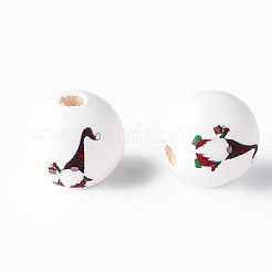 Painted Natural Wood Round Beads&nbsp;WOOD-N006-185