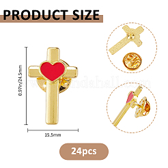 24Pcs Cross with Heart Alloy Enamel Lapel Pin Backs for Backpack Clothes&nbsp;JEWB-FG0001-59G