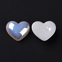 ABSプラスチック模造パール  ABカラーメッキ  ハート  ホワイト  17x20x6.5mm  穴：1.4mm&nbsp;FIND-A013-12A
