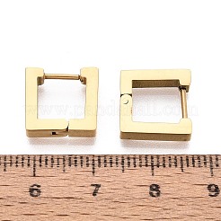304ステンレススチールフープピアス  正方形  イオンプレーティング（ip）  18KGP本金メッキ  12.5x12.5x3mm&nbsp;STAS-T074-46G-A