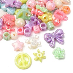 プラスチックビーズ  混合図形  ABカラーメッキ  ミックスカラー  6~19x6~20x3~8mm  穴：1.8~4.5mm  約1665個/500g&nbsp;KY-Z003-26
