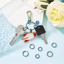 15Pcs 3 Styles Rainbow Color Titanium Alloy Split Rings&nbsp;FIND-OC0001-94