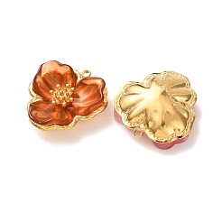 304ステンレススチールエナメルペンダント  花のチャーム  ゴールドカラー  ミックスカラー  25x25x8mm  穴：1.8mm&nbsp;SA-K001-02G