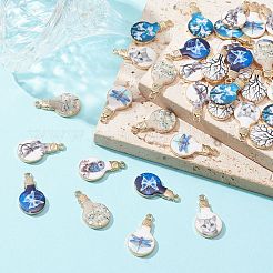 40Pcs 8 Styles Printed Alloy Enamel Pendants&nbsp;ENAM-CJ0004-84