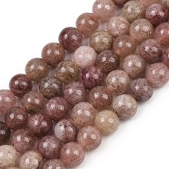 天然石ストロベリークォーツビーズ連売り  スムーズなラウンド  8mm  穴：1mm  約50個/連  15.51''（39.4センチメートル）&nbsp;G-H350-A01-8mm