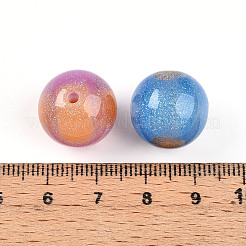 ツートンカラーの樹脂ビーズ  ラウンド  グリッターパウダー付き  ミックスカラー  16mm  穴：2~2.5mm&nbsp;X1-RESI-N042-16mm-11