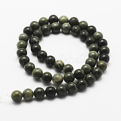 Natural Green Wood Lace Stone Wooden Jasper Beads Strands&nbsp;G-J358-04-8mm