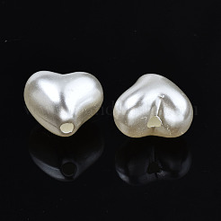 ABSプラスチックパール調ビーズ  ハート  乳白色  14x17x13mm  穴：3mm&nbsp;X-OACR-N008-139