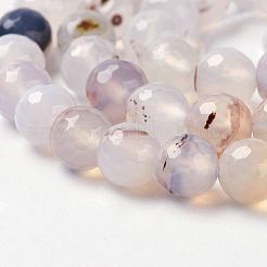 天然石瑪瑙ビーズ連売り  多面カット  ラウンド  8mm  穴：1mm  約48個/連  14.9インチ&nbsp;G-J376-06-8mm