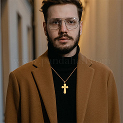 304 Stainless Steel Bible Religion Cross Pendant Necklaces for Men&nbsp;WGBE163-01