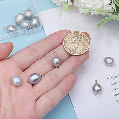 10 個の天然淡水パールペンダント  金メッキ真鍮ループ付きポテトチャーム  銀  16~17x8~9x8~8.5mm  穴：2.5~3mm&nbsp;FIND-CA0009-02B