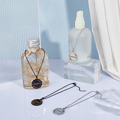 4Pcs 2 Colors 304 Stainless Steel Flat Round with Word Pendant Decorations&nbsp;HJEW-OC00264
