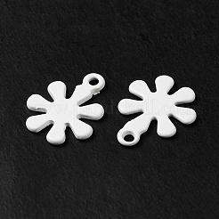 スプレー塗装された201ステンレススチールチャーム  花のチャーム  ホワイト  11.5x9x0.5mm  穴：1mm&nbsp;LS-STAS-I672-10B