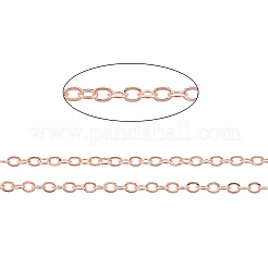 真鍮製アズキチェーン  ハンダ付け  カドミウムフリー＆ニッケルフリー＆鉛フリー  スプールで  フラットオーバル  ローズゴールド  2x1.8x0.2mm  約9.84フィート（3m）/ロール&nbsp;CHC-T008-08RG