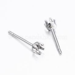 変色しにくい304ステンレススチールスタッドピアスセッティング  ステンレス鋼色  13.5x3mm  トレイ：2mm  ピン：0.8mm&nbsp;STAS-H376-96