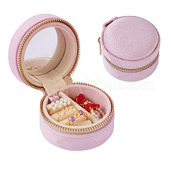 Portable Travel Round Velvet Jewelry Set Storage Zipper Boxes&nbsp;CON-TAC0001-11B