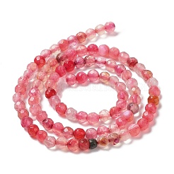 天然石瑪瑙ビーズ連売り  多面カットラウンド  染め＆加熱  サクランボ色  3.7~4x3.9~4.3mm  穴：0.8mm  約89~93個/連  13.98''（35.5センチメートル）&nbsp;G-Q1000-02A