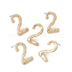 Brass Number Stud Earrings with 925 Sterling Silver Pins for Women&nbsp;LS-EJEW-A077-01B