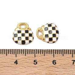 304ステンレスペンダント  エナメル  バッグのチャーム  PVD真空メッキ  18KGP本金メッキ  ブラック  12x11.5x2.5mm  穴：1.8x3mm&nbsp;STAS-C174-03A-G