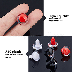 48個 3色 ABS 3D 透明アイアクセサリー、ドールアイガスケット付き  ミックスカラー  18x7mm  穴：4mm  16個/カラー&nbsp;DIY-FH0008-30