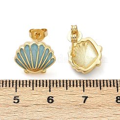 Brass Enamel Stud Earrings&nbsp;EJEW-R032-07G-02