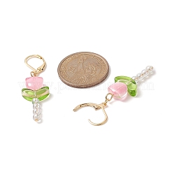 Lampwork Beaded Tulip Dangle Leverback Earrings&nbsp;EJEW-JE05232