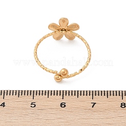 304ステンレススチールカフリング  花  ゴールドカラー  11x11mm  内径：18mm&nbsp;RJEW-D306-01G