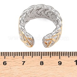 304ステンレススチールカフオープンリング  織り込まれた形  ゴールデン·ステンレス鋼色  11mm  usサイズ8 1/2(18.5mm)&nbsp;RJEW-H267-02GP
