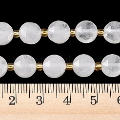 天然石クオーツクリスタルビーズ連売り  水晶  ファセット六角形カットのコインビーズ  フラットラウンド  シードビーズで  8~8.5x5mm  穴：1.2mm  約36~37個/連  15.35~15.75''（39~40センチメートル）&nbsp;G-C116-A186-02
