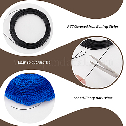 PVC カバー鉄骨抜きストリップ  帽子のつば用ワイヤー  ブラック  1mm&nbsp;FIND-WH0260-24A