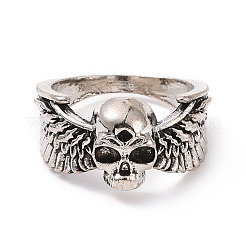 合金スカル フィンガー リング  女性のためのゴシックジュエリー  アンティークシルバー  usサイズ6 1/4(16.7mm)&nbsp;RJEW-H109-01AS