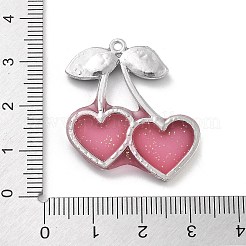 合金エナメルチャーム  ハートチェリーチャーム  プラチナ  カメリア  32x28x2mm  穴：1.6mm&nbsp;FIND-M078-02A-02