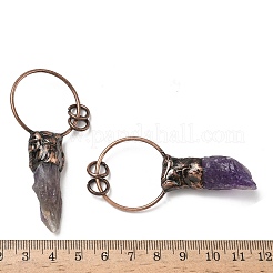 天然石アメジストビッグサイズペンダントトップ  真鍮のリングが付いたナゲットチャーム  赤銅鉱  43~68x29.5~30.5x3~13mm  穴：6mm&nbsp;G-H332-06R-01