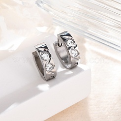 304ステンレススチール、キュービックジルコニア研磨効果フープピアス  ステンレス鋼色  13.5x4mm&nbsp;EJEW-M001-26P