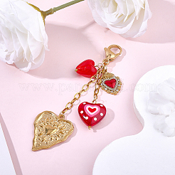 Heart 304 Stainless Steel Enamel with Lampwork Pendant Decorations&nbsp;HJEW-BM00056