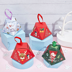 12セット3色のクリスマスギフトボックス  リボン付き  ギフトラッピングバッグ  プレゼント用キャンディークッキー  クリスマスのテーマ模様  ミックスカラー  8.1x8.1x6.4cm  4セット/カラー&nbsp;CON-GF0001-12