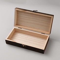 蝶番式の蓋と留め具が付いた木製の梱包箱  長方形  サドルブラウン  20x10x5cm&nbsp;OBOX-WH0001-13